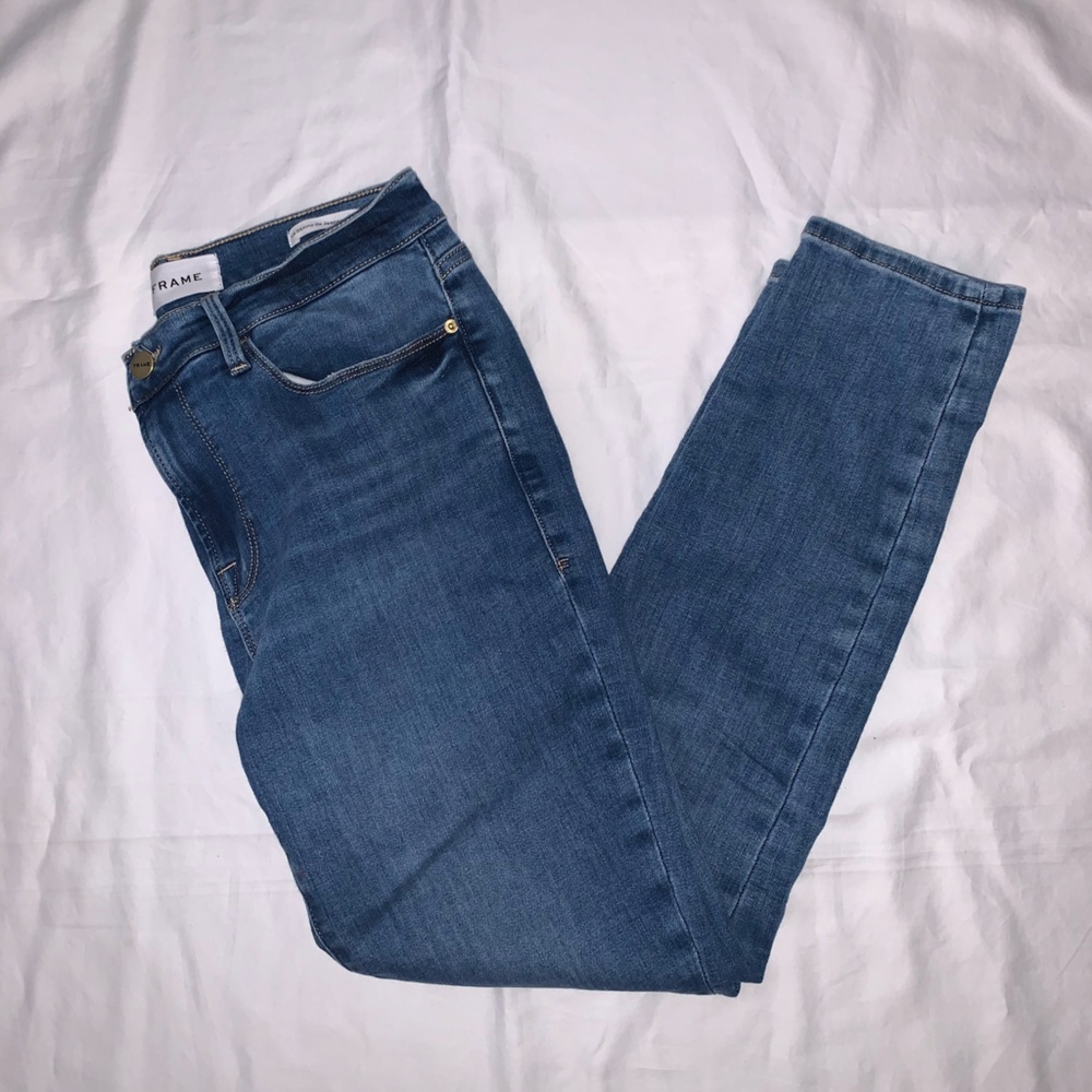 Frame Le Skinny de Jeanne Crop Blue Skinny High Waisted Jeans